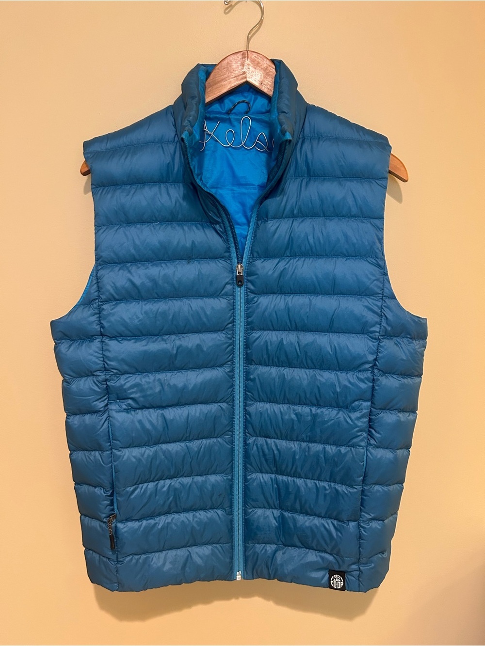REI Lightweight Men's Blue Quilted Puffer Vest 100% Down Fill Size M/L